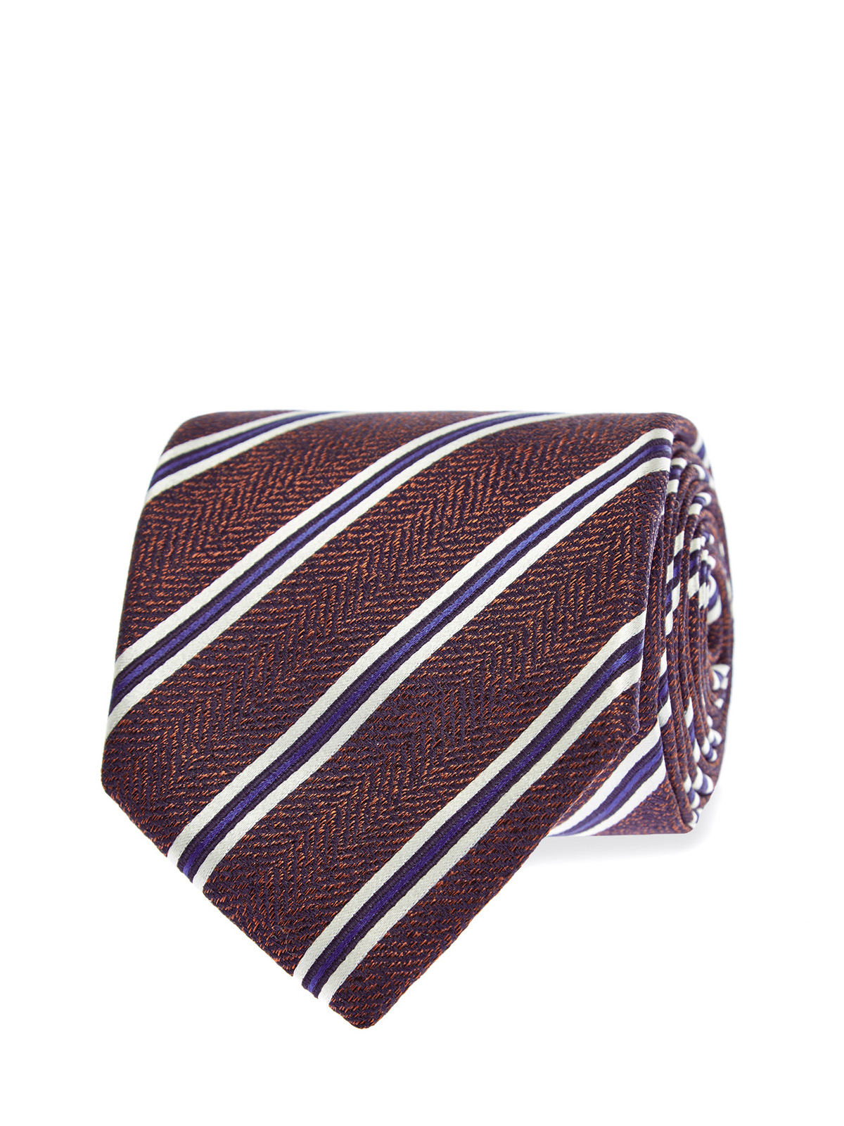 Шелковый галстук с принтом в диагональную полоску CANALI, цвет мульти, размер 37;39;40;37.5